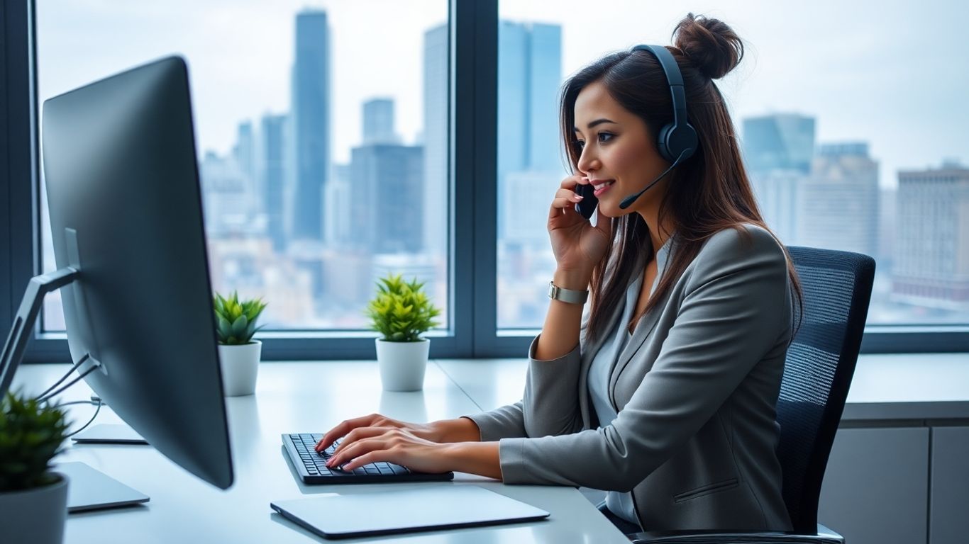 Virtual receptionist working in bright Kansas City office
