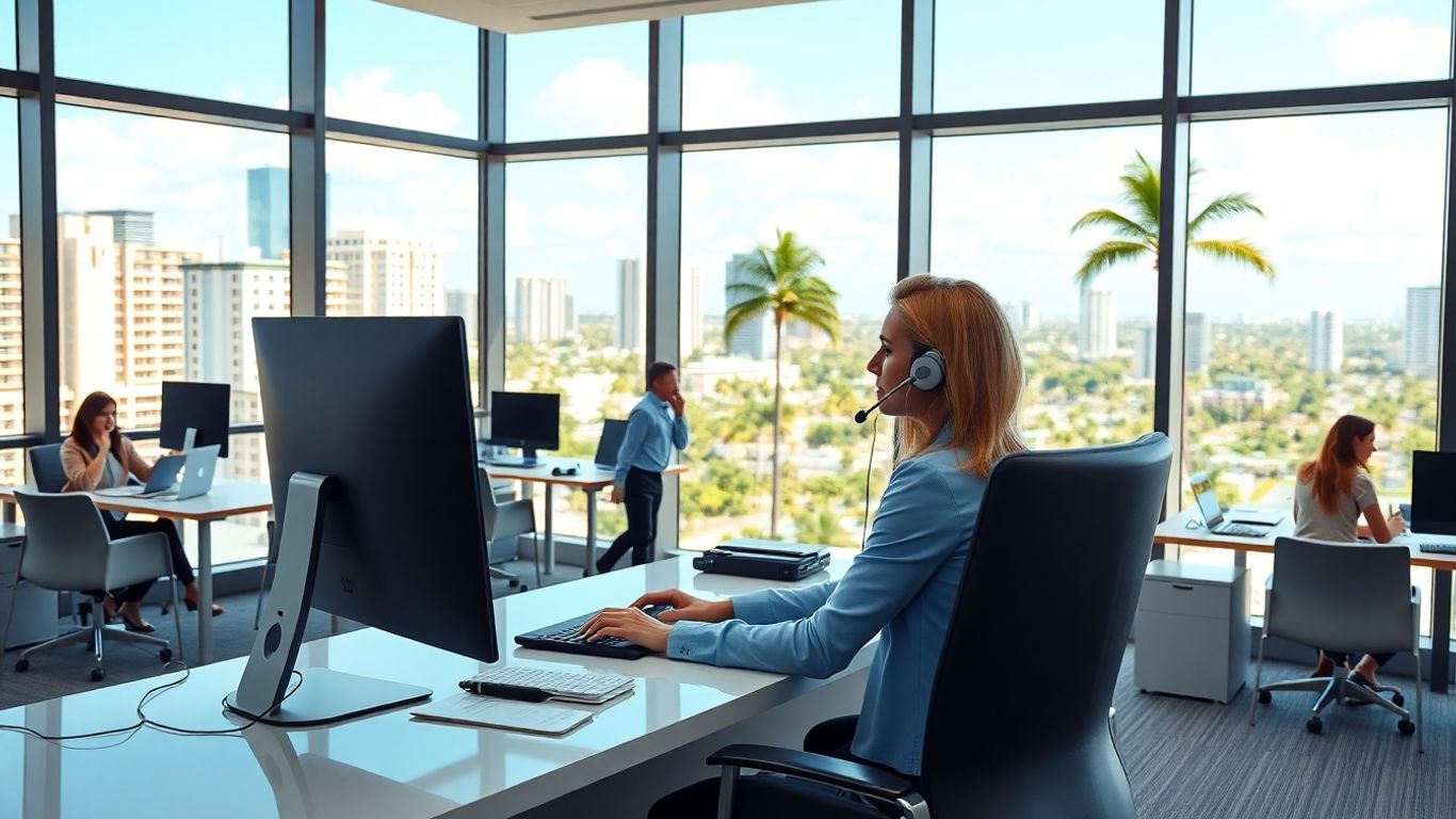 Virtual receptionist in Miami Gardens modern office setting