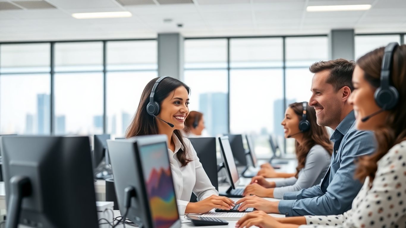 Customer service team in modern Palm Bay office
