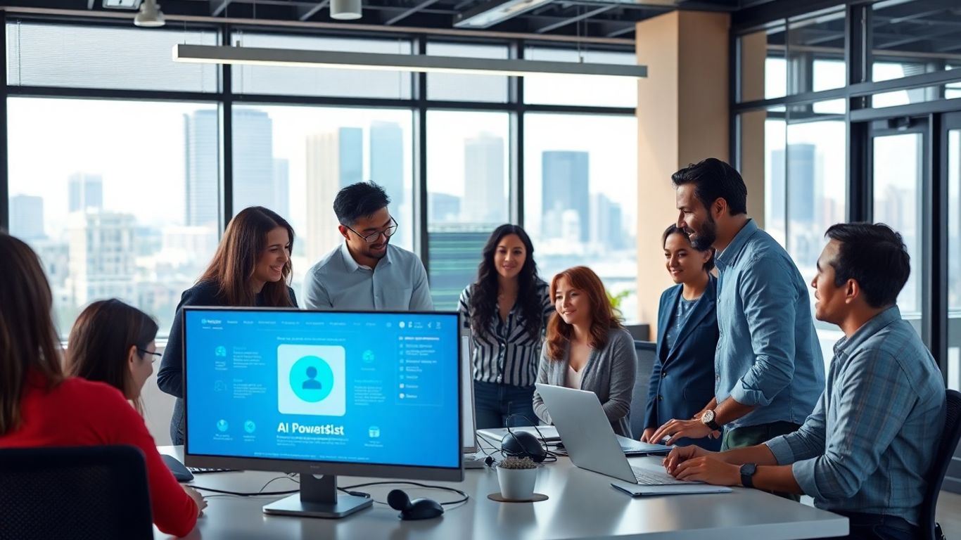 People using AI virtual receptionist in Pasadena office