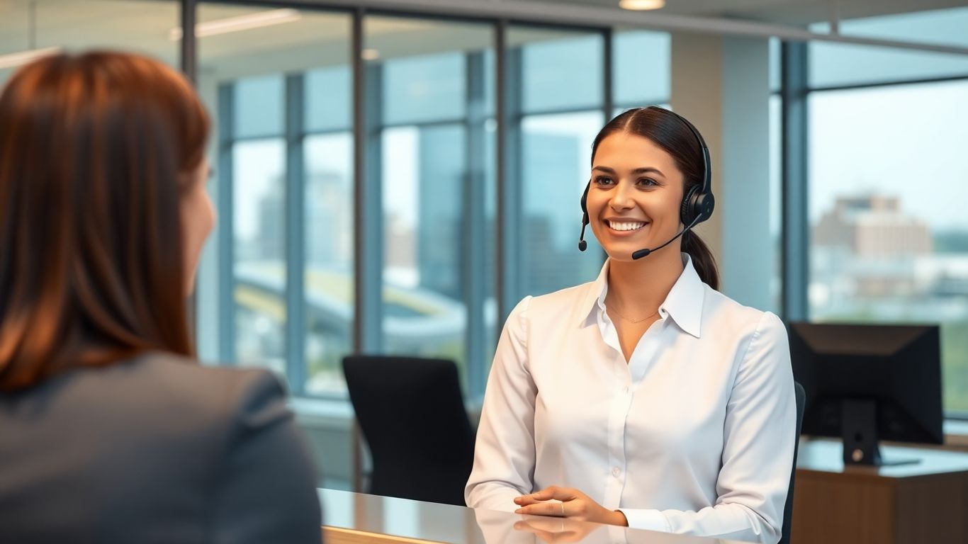 Virtual receptionist greeting client in Rochester office
