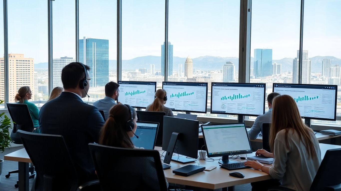 Salt Lake City office with team using CRM technology