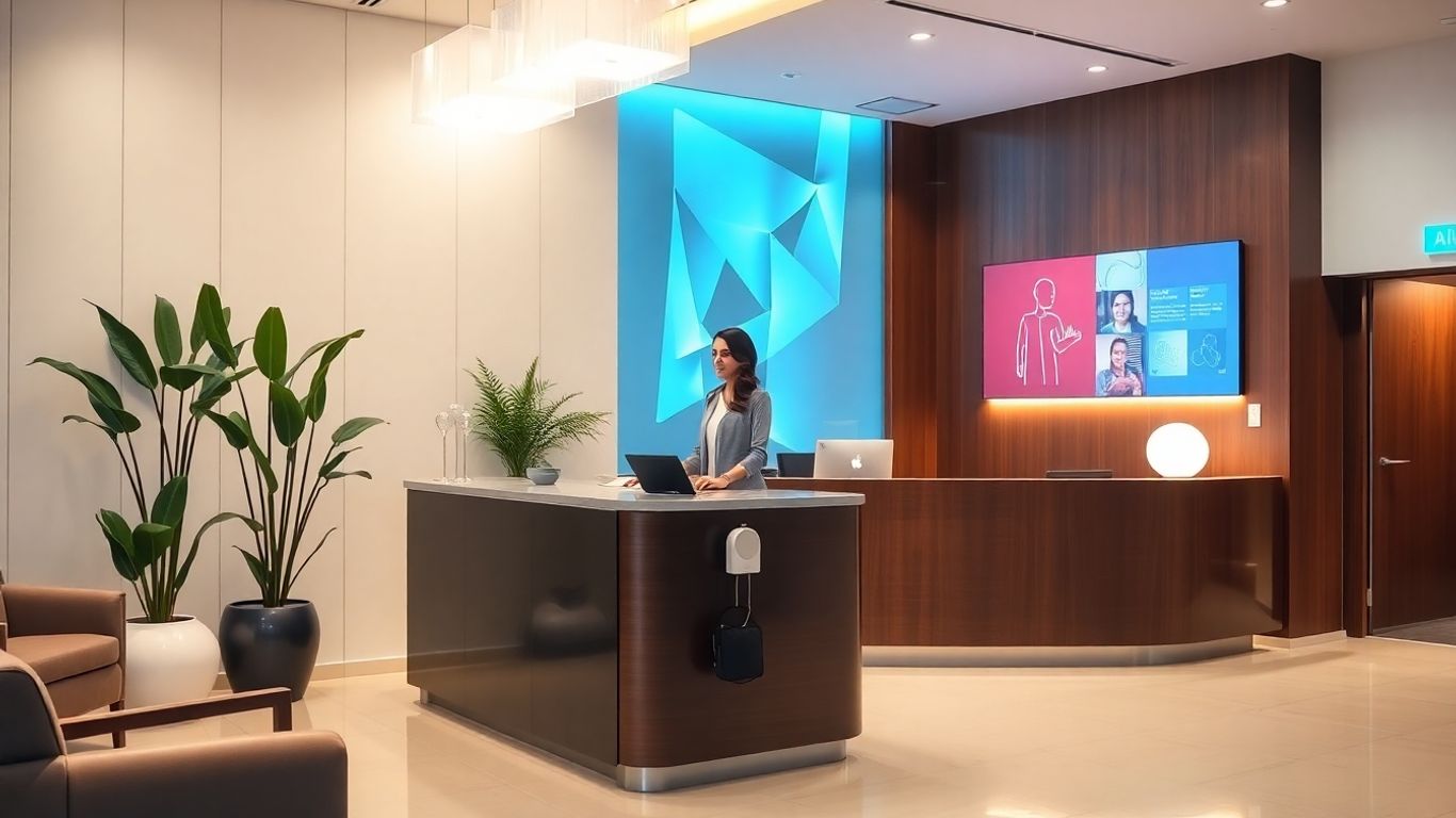 AI receptionist welcoming local business client warmly