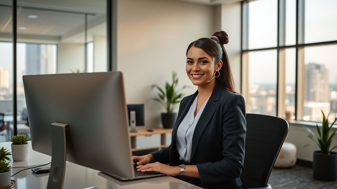 Virtual receptionist in a Sugar Land office environment.