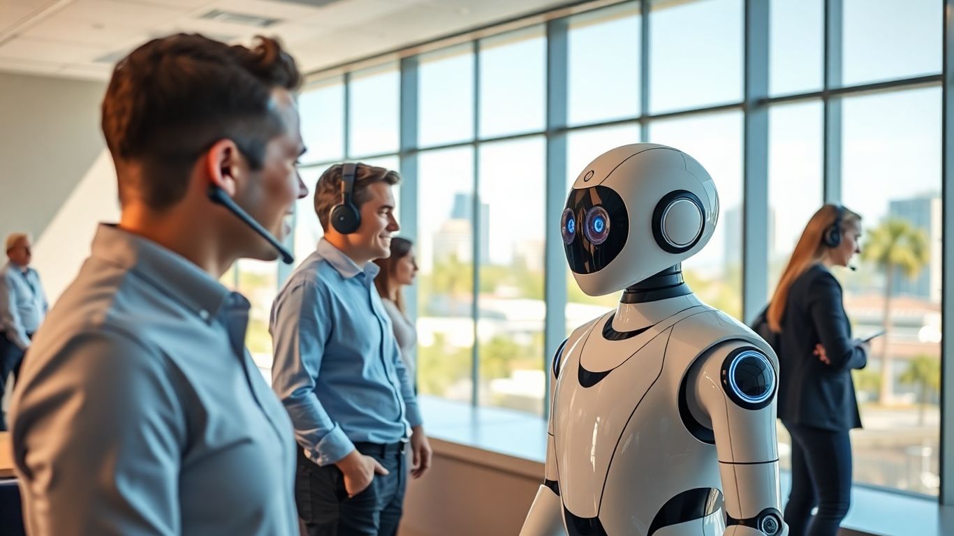 AI receptionist helps staff in modern Tampa office