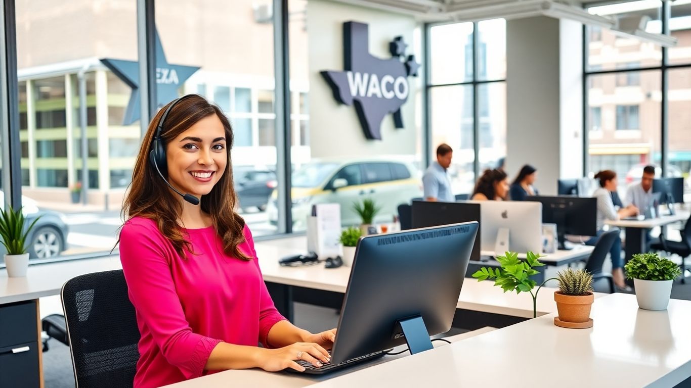 Virtual receptionist at modern Waco office desk