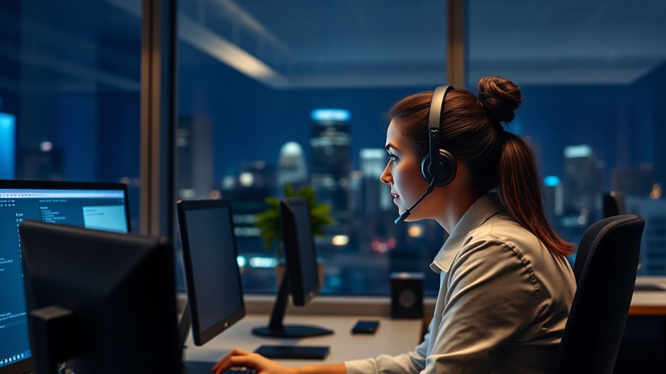 Nighttime office agent handling emergency business calls