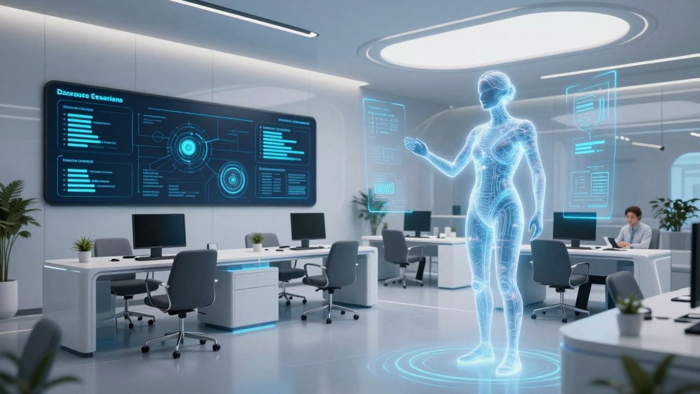 AI assistant in a modern real estate office.