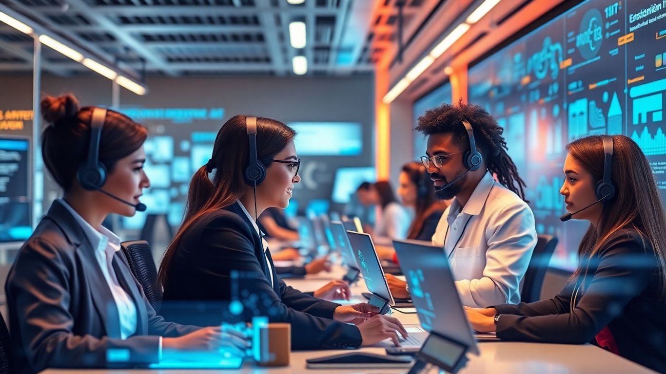AI and human agents in a modern call center.