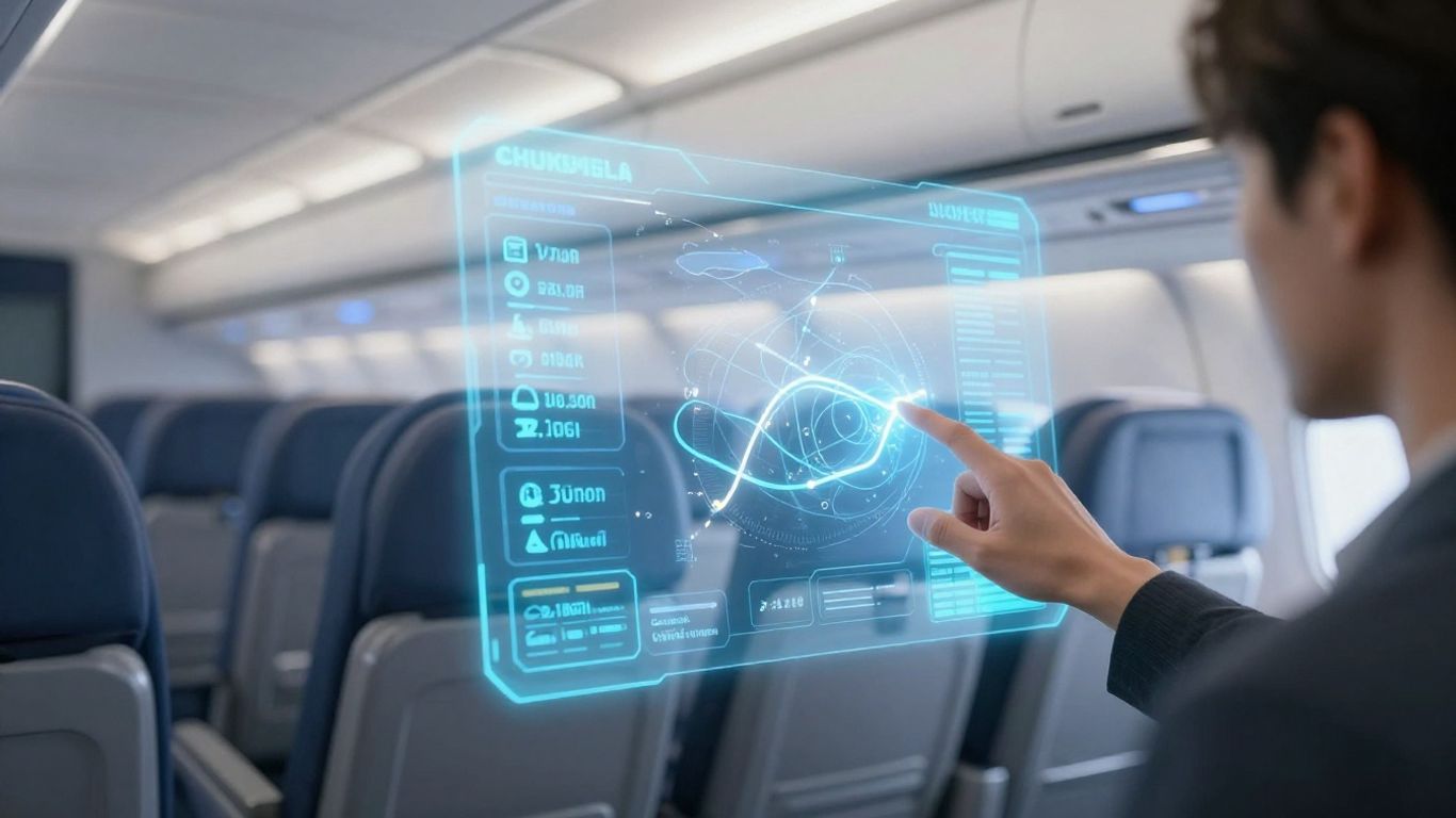 AI flight booking interface with airplane