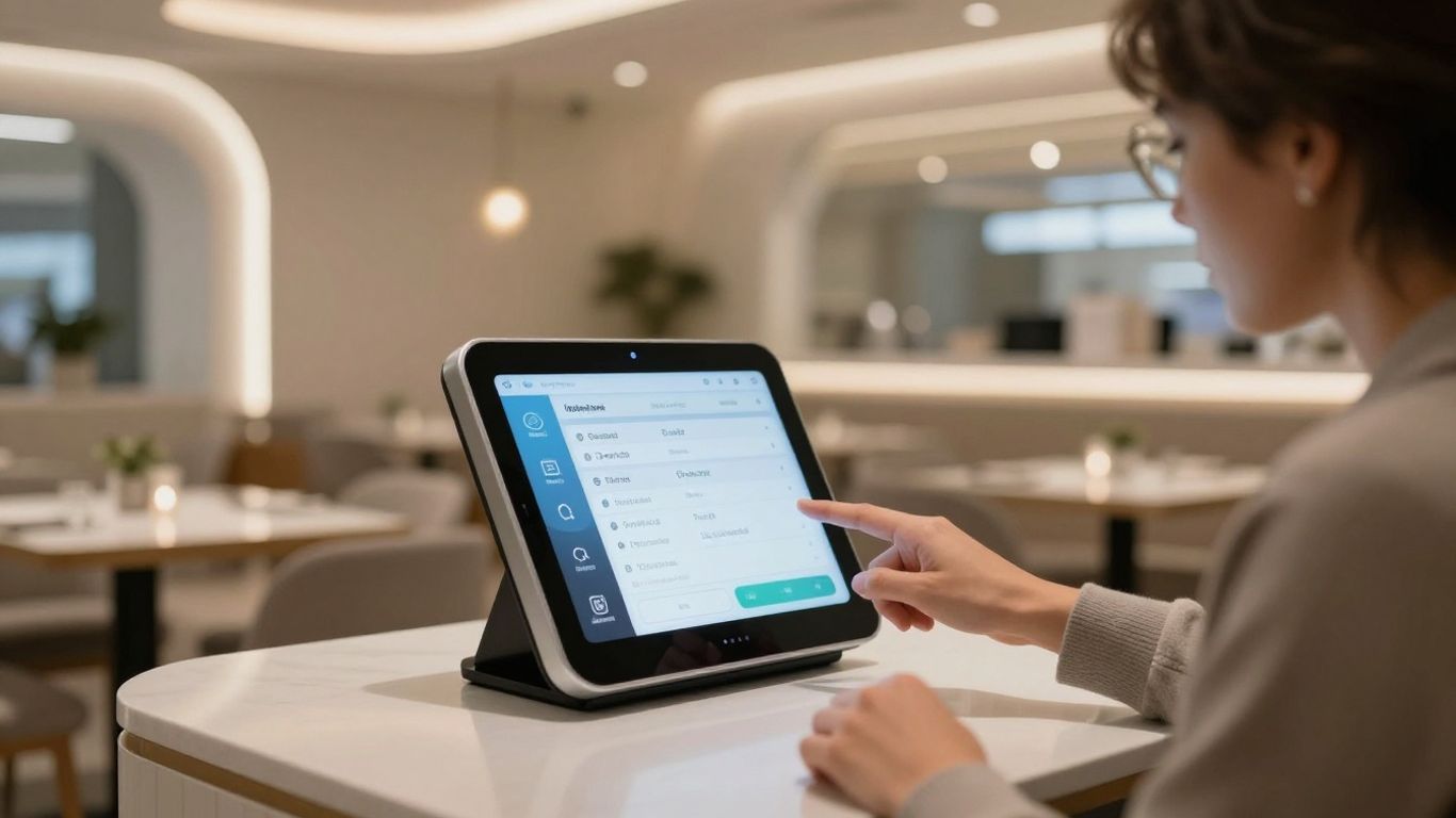 AI ordering kiosk in a modern restaurant