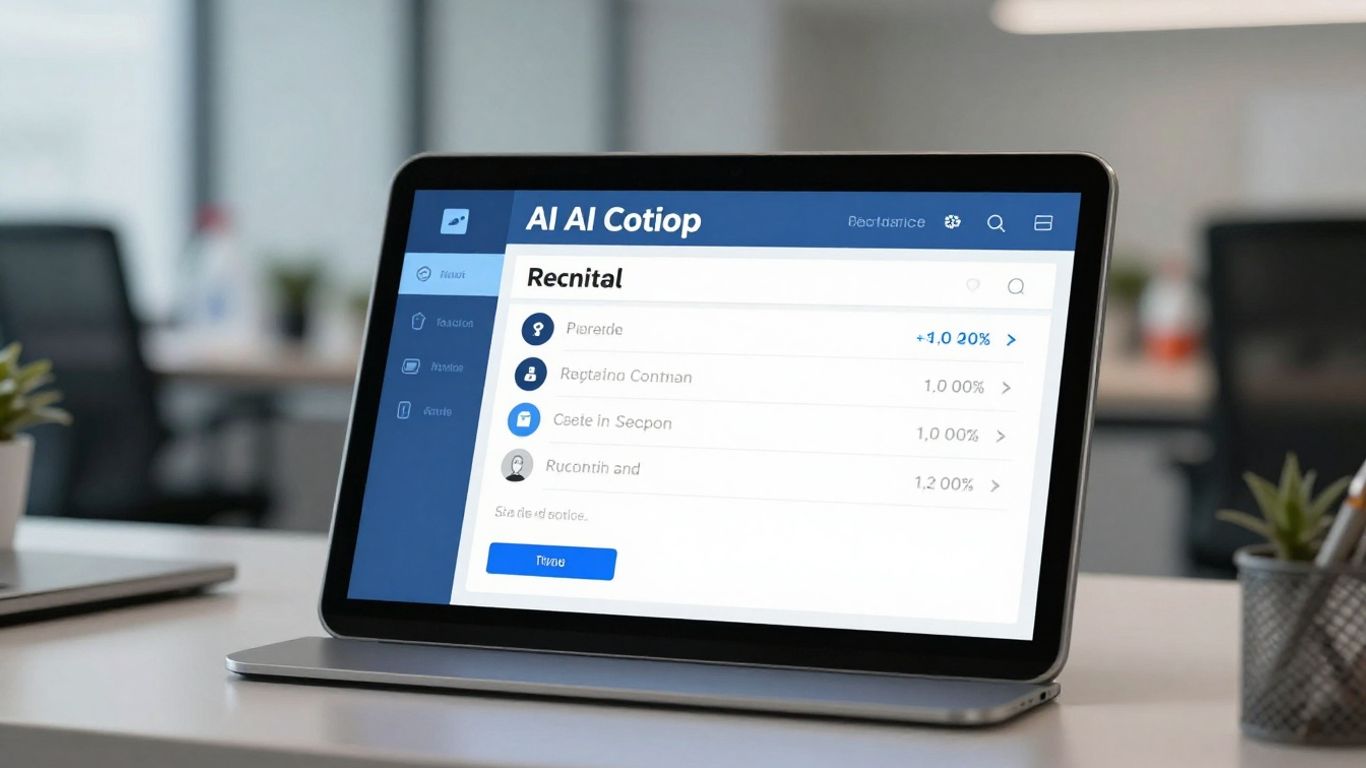 AI receptionist interface on a tablet screen.
