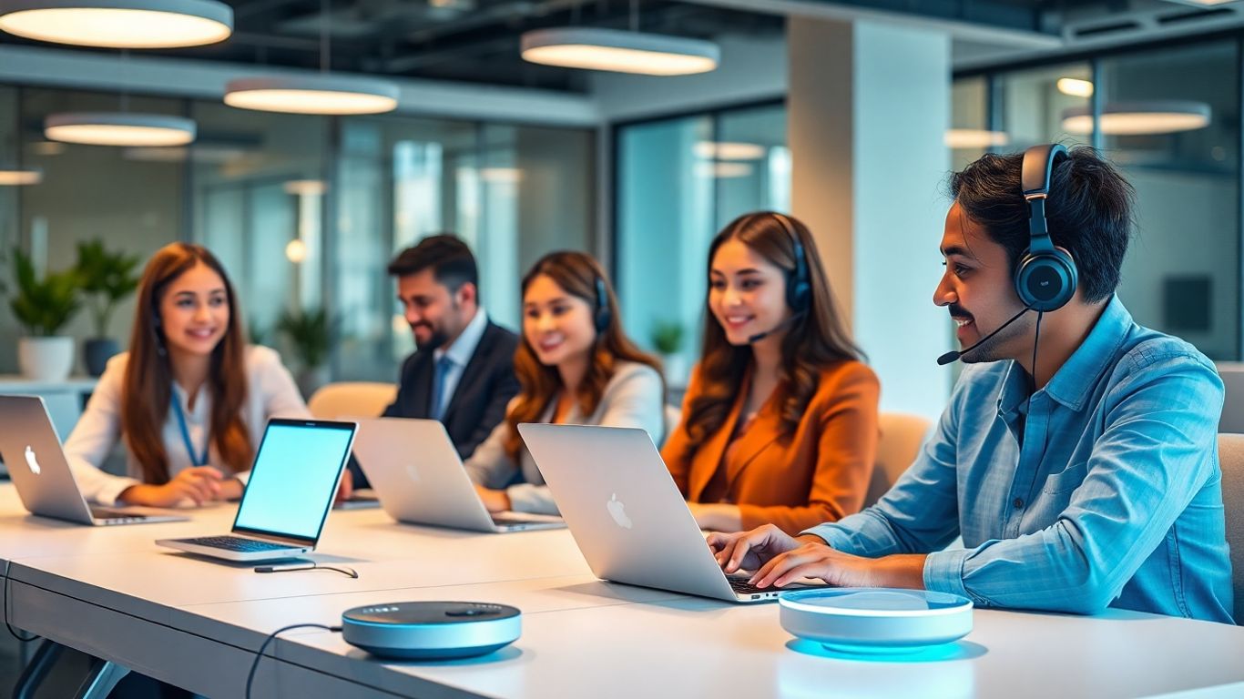 AI voice assistants in modern customer service office