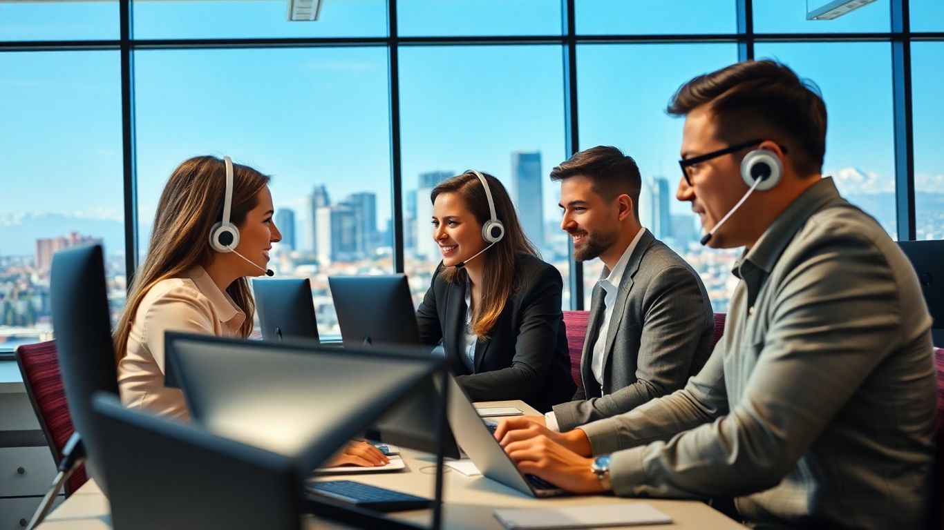 Anchorage office workers managing business calls efficiently