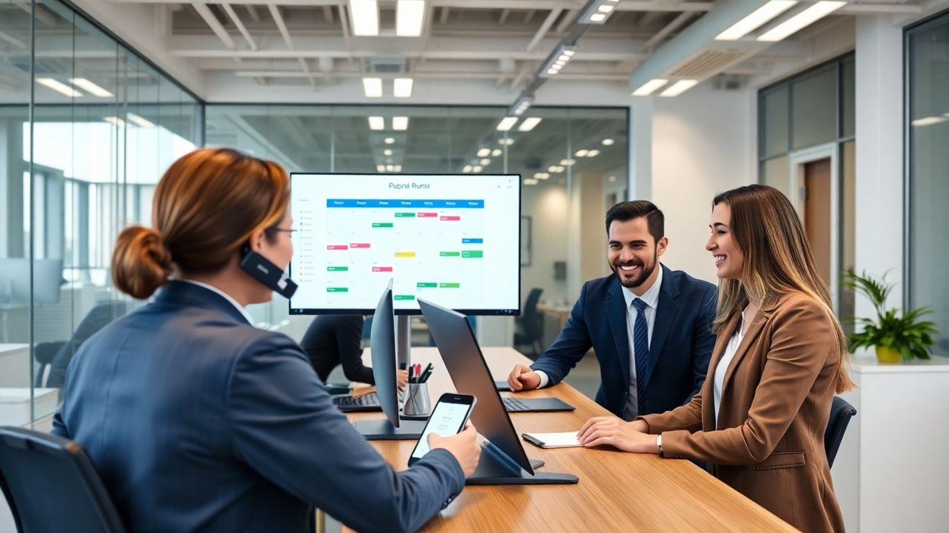 Receptionist answering calls and managing appointment reminders