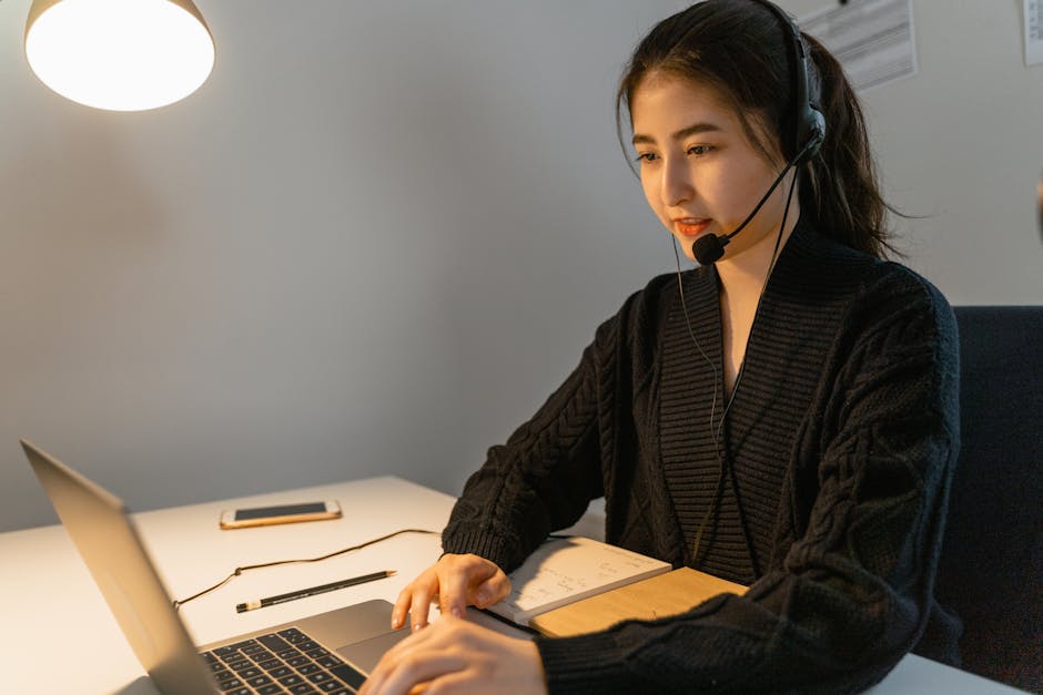 A modern, high-tech office environment with a digital interface showcasing call blocking features