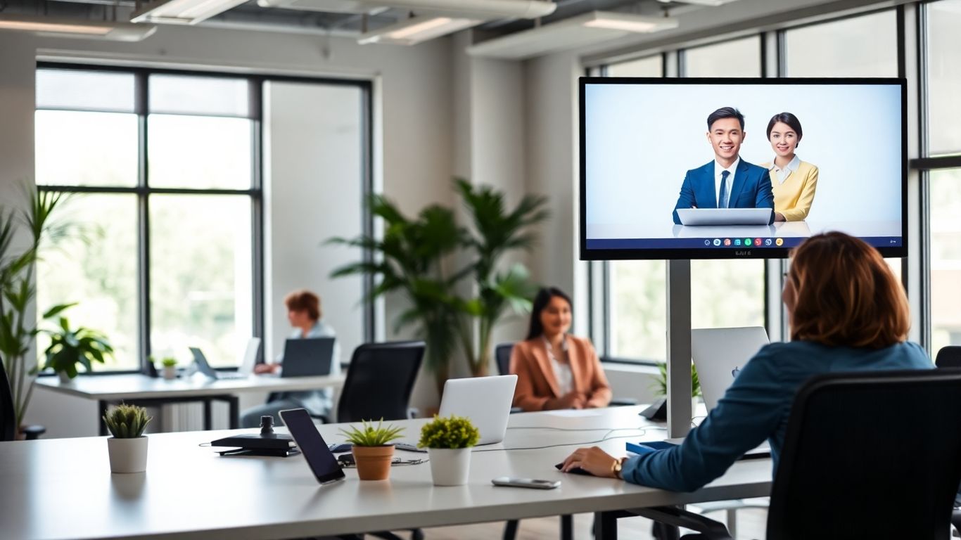 Small business office using virtual receptionist technology