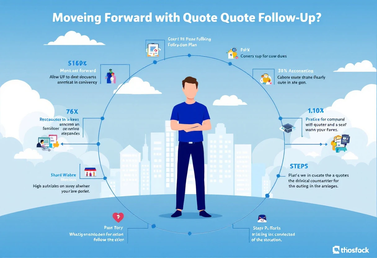 A visual guide showing a chronological plan for moving quote follow-up strategies with icons for each step.