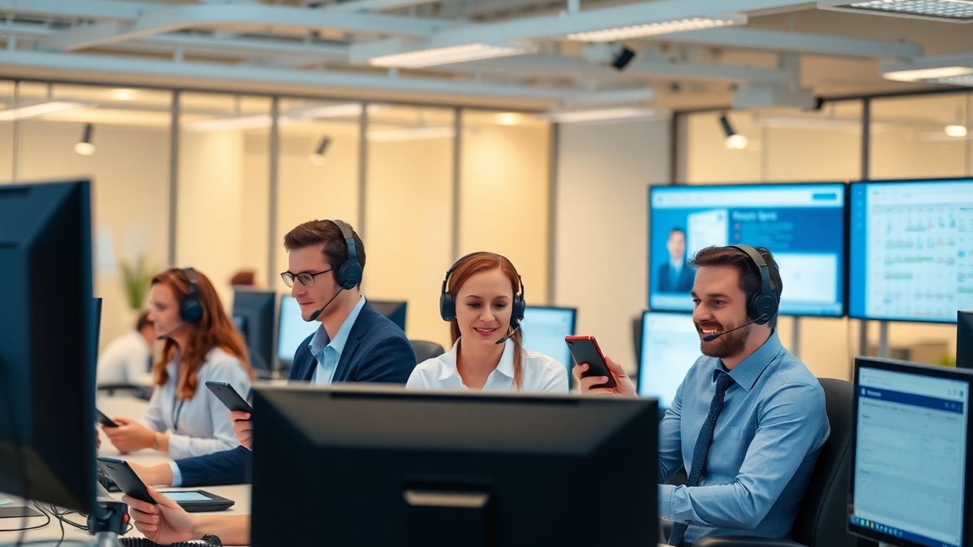 Office team using technology for business communication