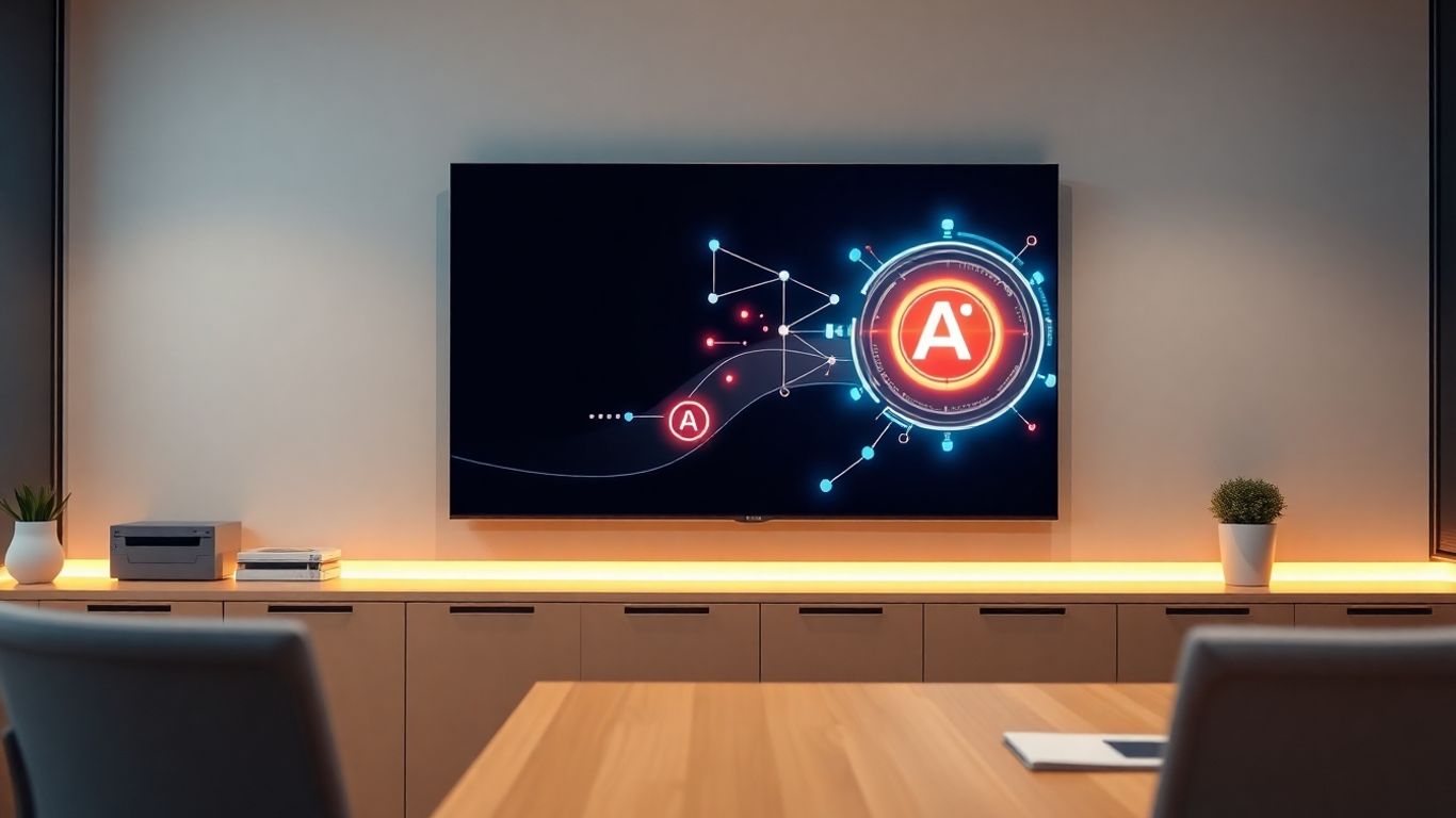 AI receptionist interface on a modern office screen.