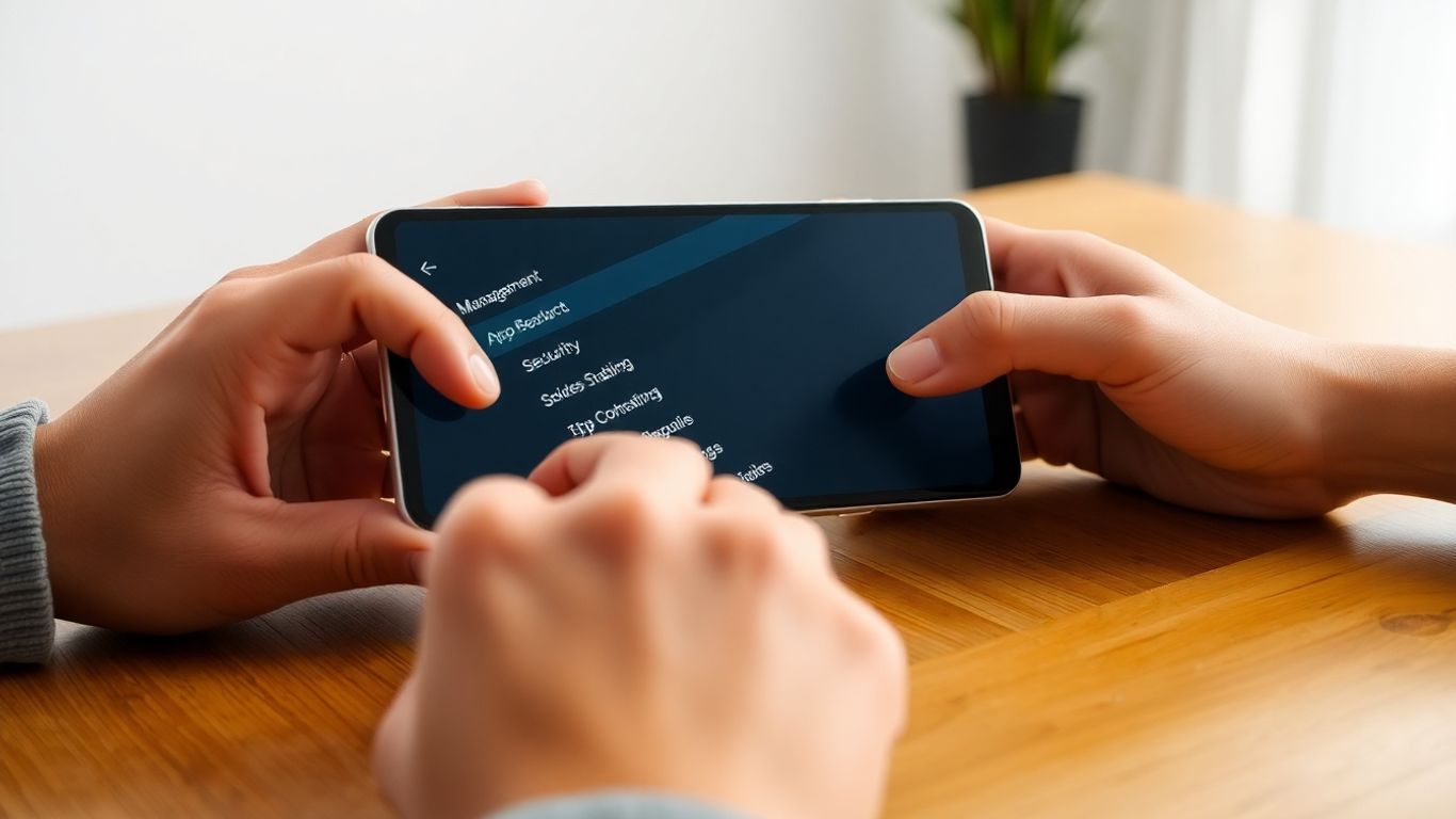 Person adjusting Android phone spam protection settings
