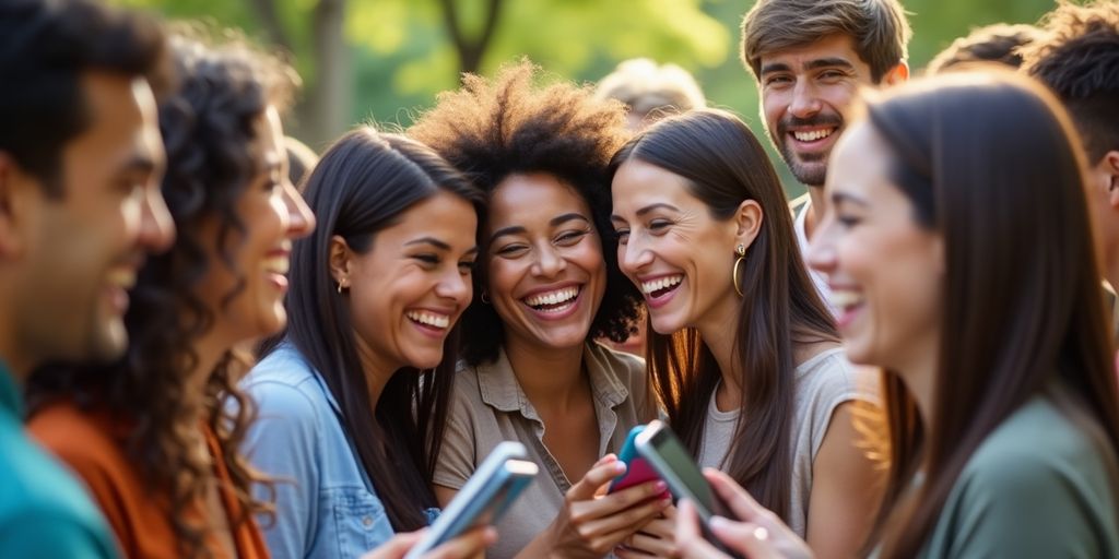 Diverse alumni gathering outdoors, enjoying each other's company.