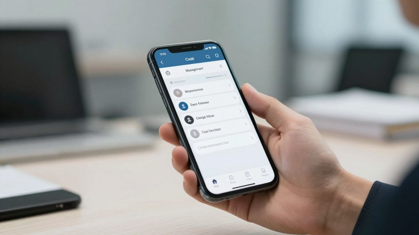 Business person using smartphone for call management.