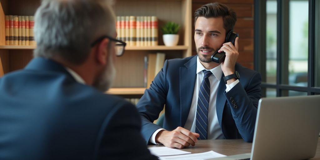 Lawyer conducting a phone screening with a client.
