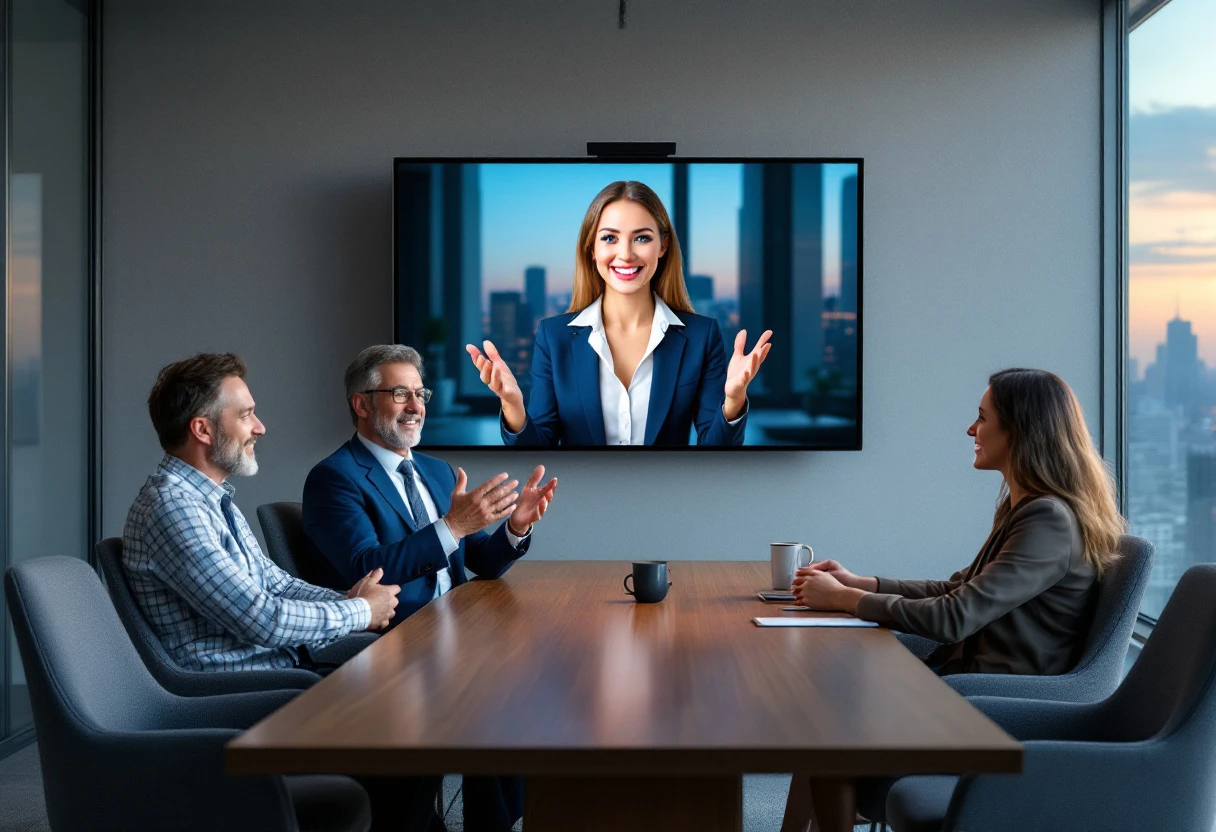A visual representation of a law firm meeting with a virtual receptionist solution, showcasing satisfaction and engagement