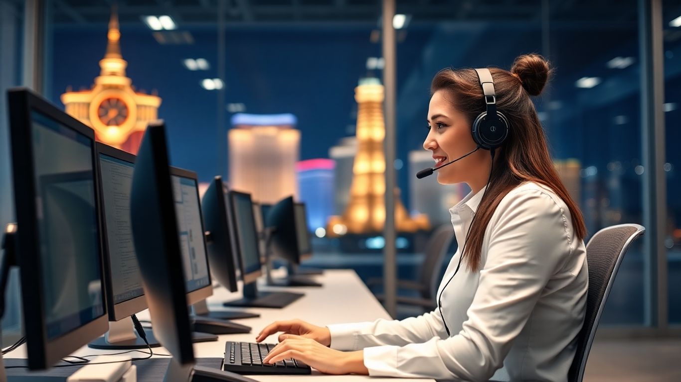 Call center representative working in Las Vegas office