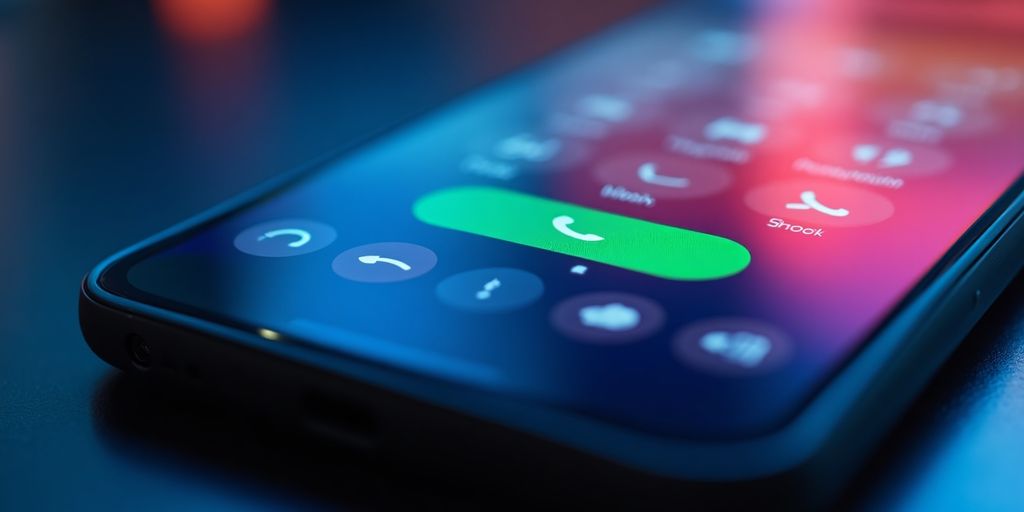 Smartphone showing call interface for tracking performance.