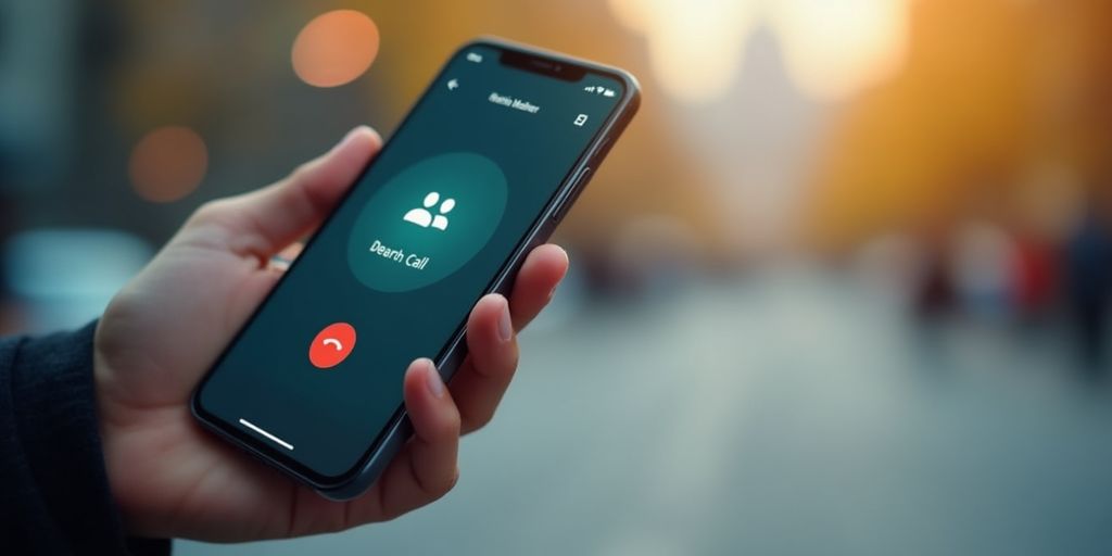 Close-up of a smartphone with a call interface.