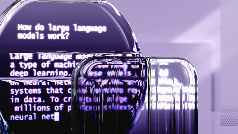A vibrant and futuristic illustration depicting an AI system facilitating seamless client interactions through text transcription.