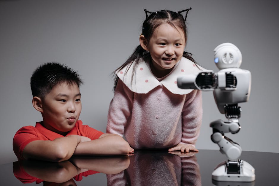 An engaging illustration showing a modern call center operating with advanced AI tools, emphasizing human interaction through technology.