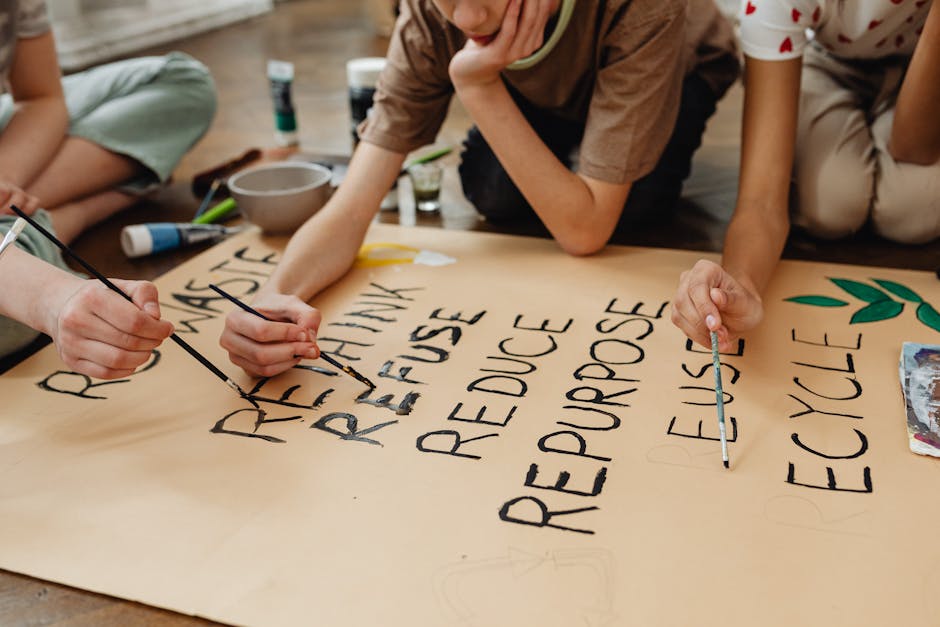 A vibrant art classroom with students engaged in a painting session, capturing the essence of creativity and community.