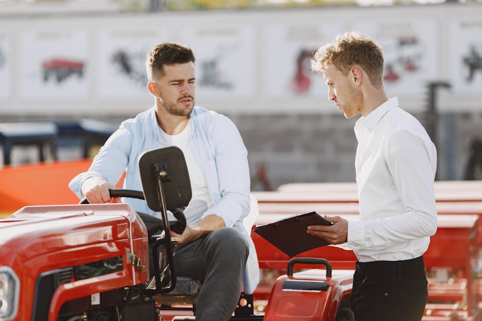 A lively scene showing a lead qualification phone agent talking to a customer with a paintball field in the background, showcasing engaging interaction.