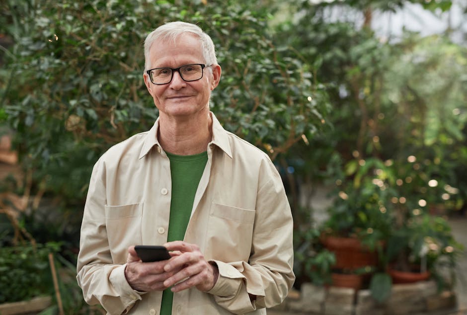 An image of a friendly phone agent speaking with a client, with e-waste items like old electronics in the background