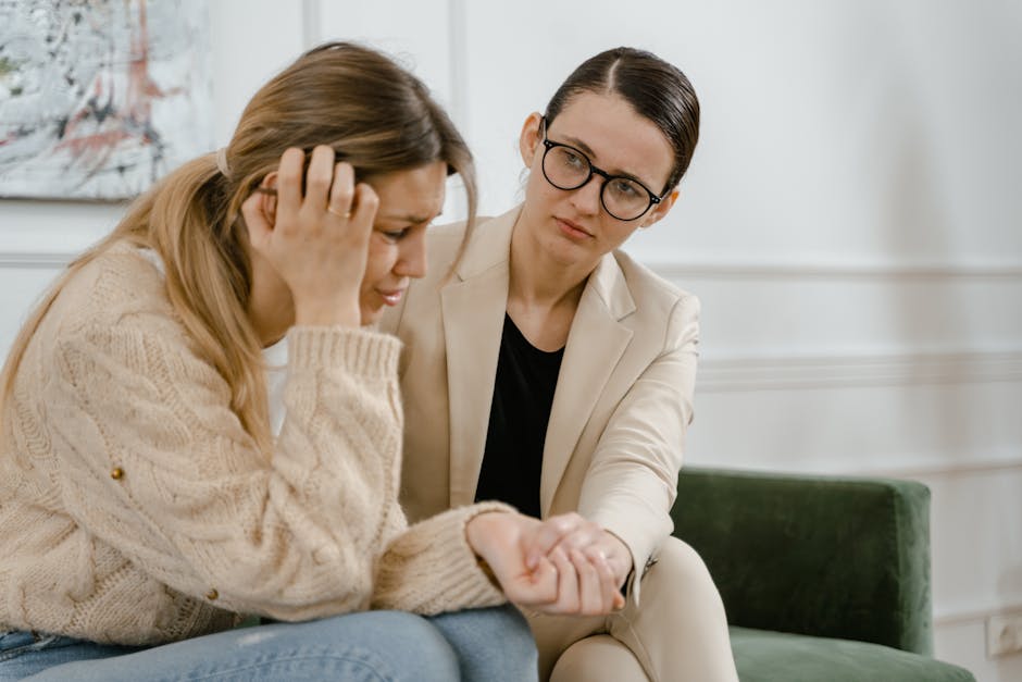An image of a compassionate conversation between a funeral agent and a client, highlighting empathy and understanding.