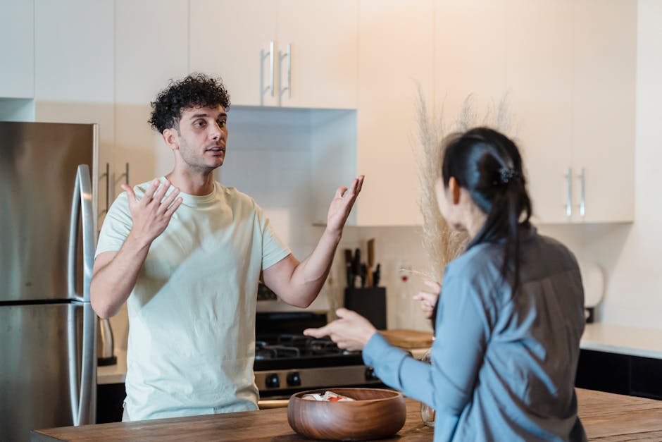 A visually engaging scene showing a person on a call with an AI-driven appliance repair agent, surrounded by various common household appliances.