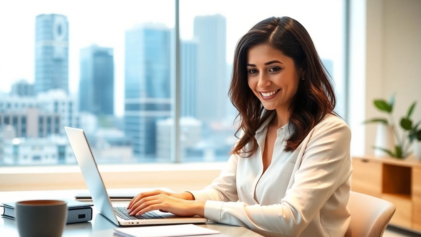 Virtual assistant working remotely on a laptop.