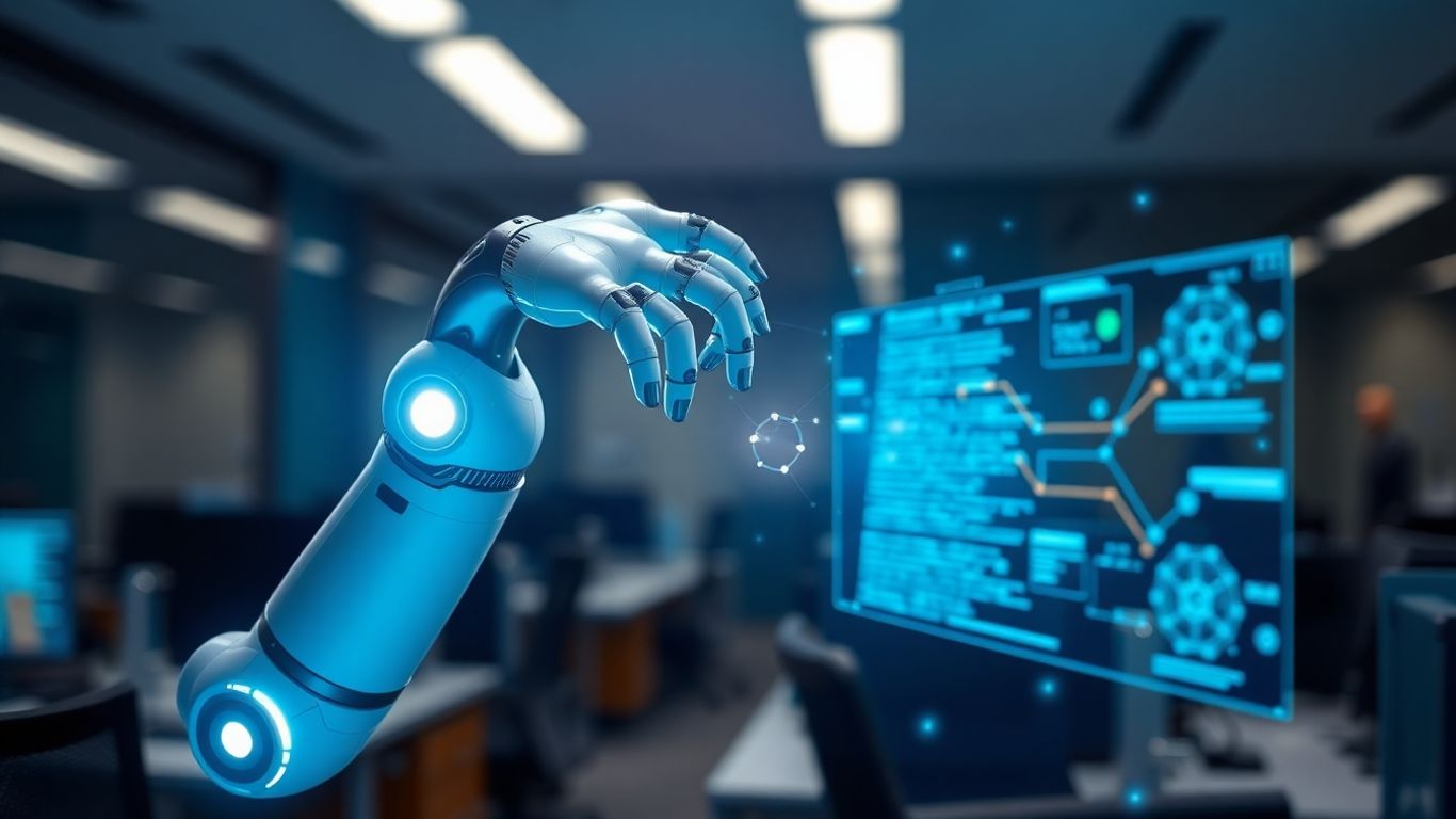 AI automating business processes with digital interfaces.