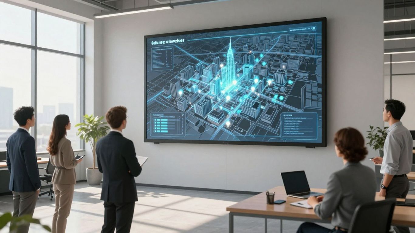 AI analyzing commercial real estate data for site selection.