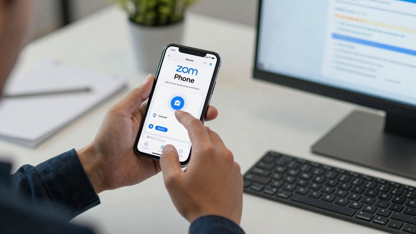 Zoom Phone Auto Receptionist interface on a smartphone.