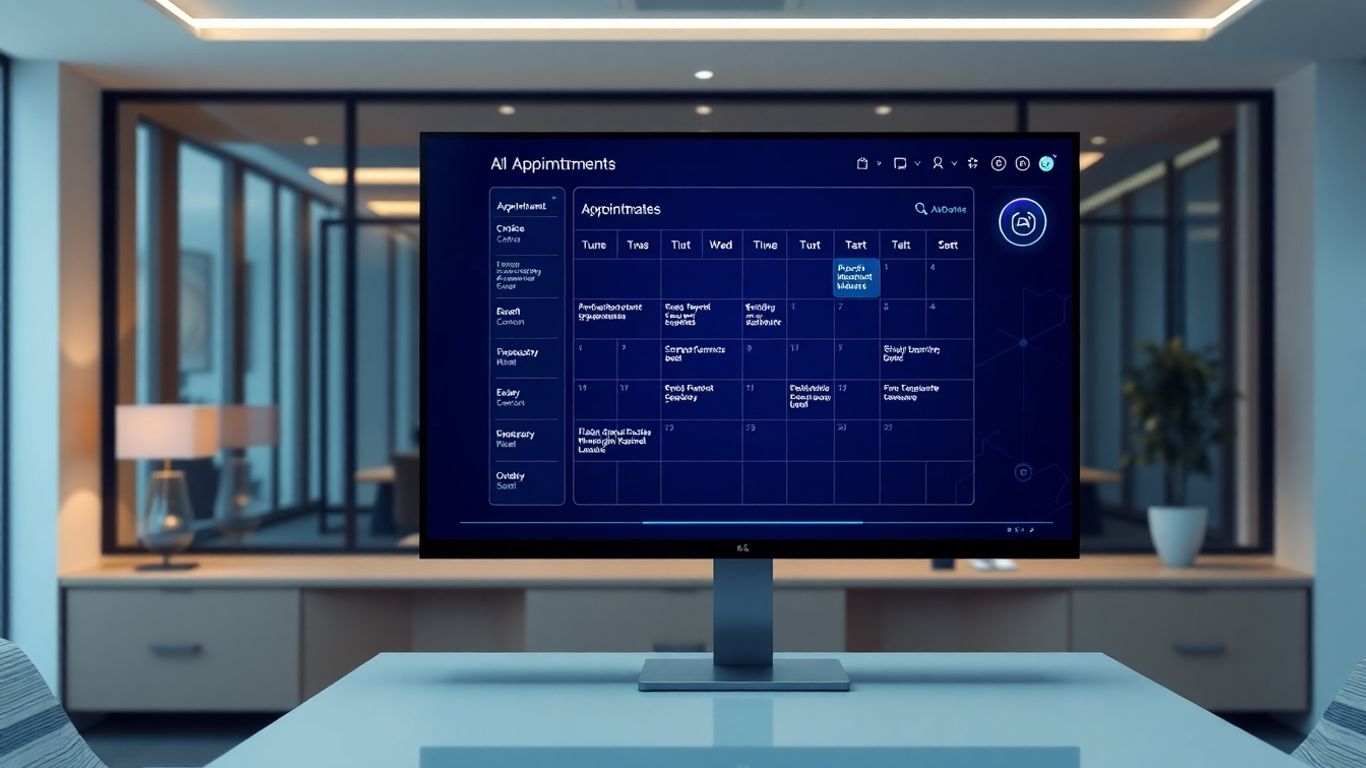 AI scheduling appointments on a digital calendar interface.