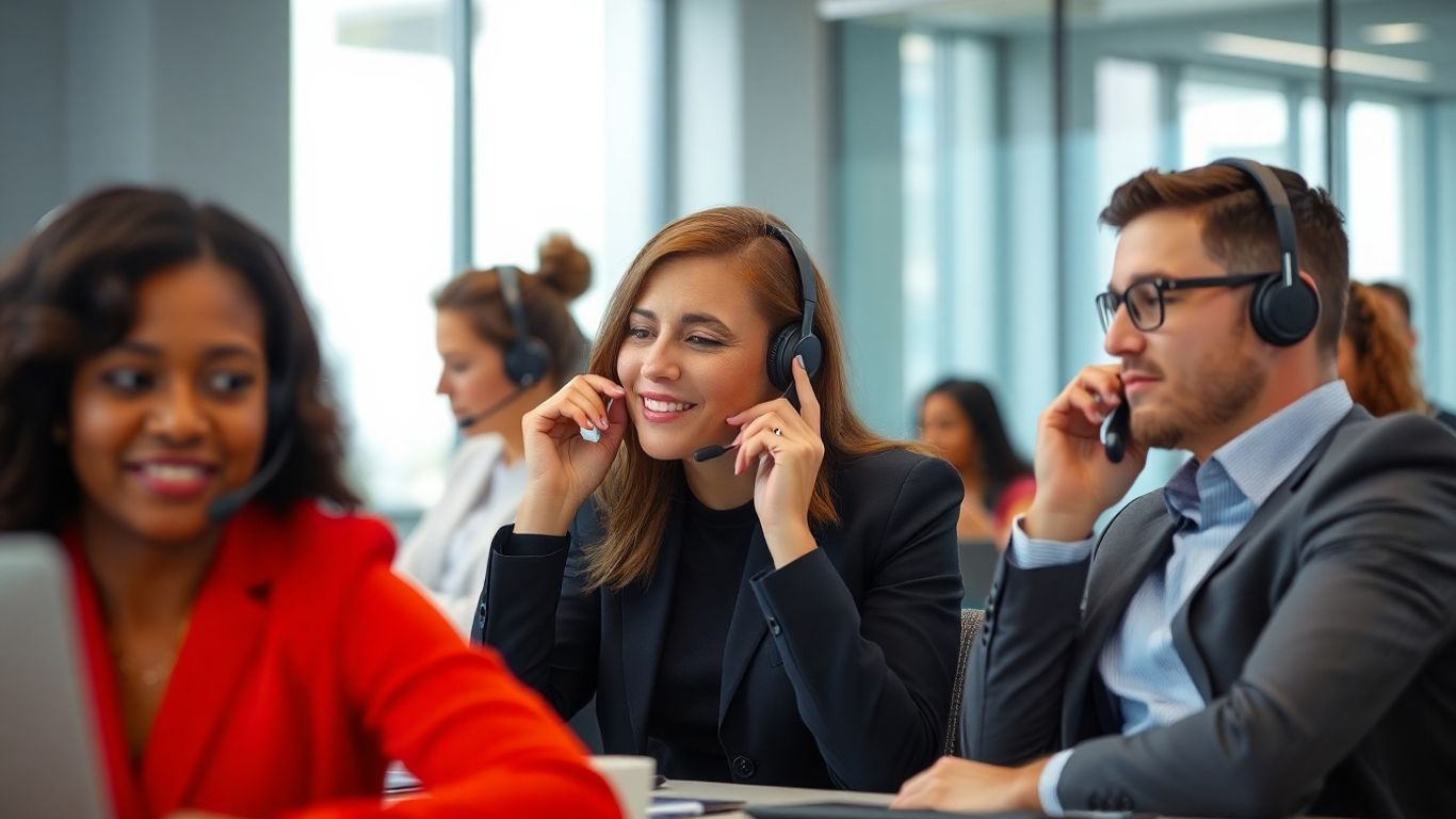 Business professionals handling calls efficiently.