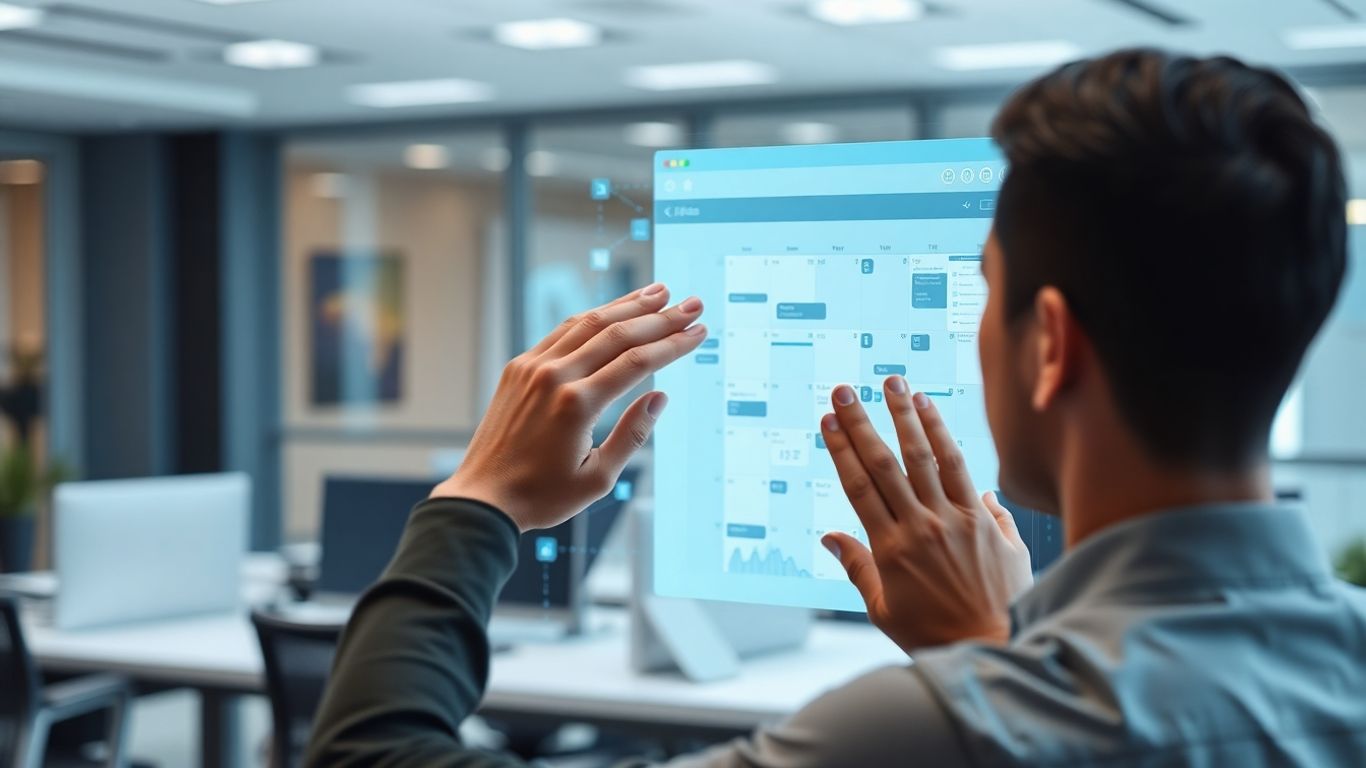 AI appointment setter interface on a holographic display.