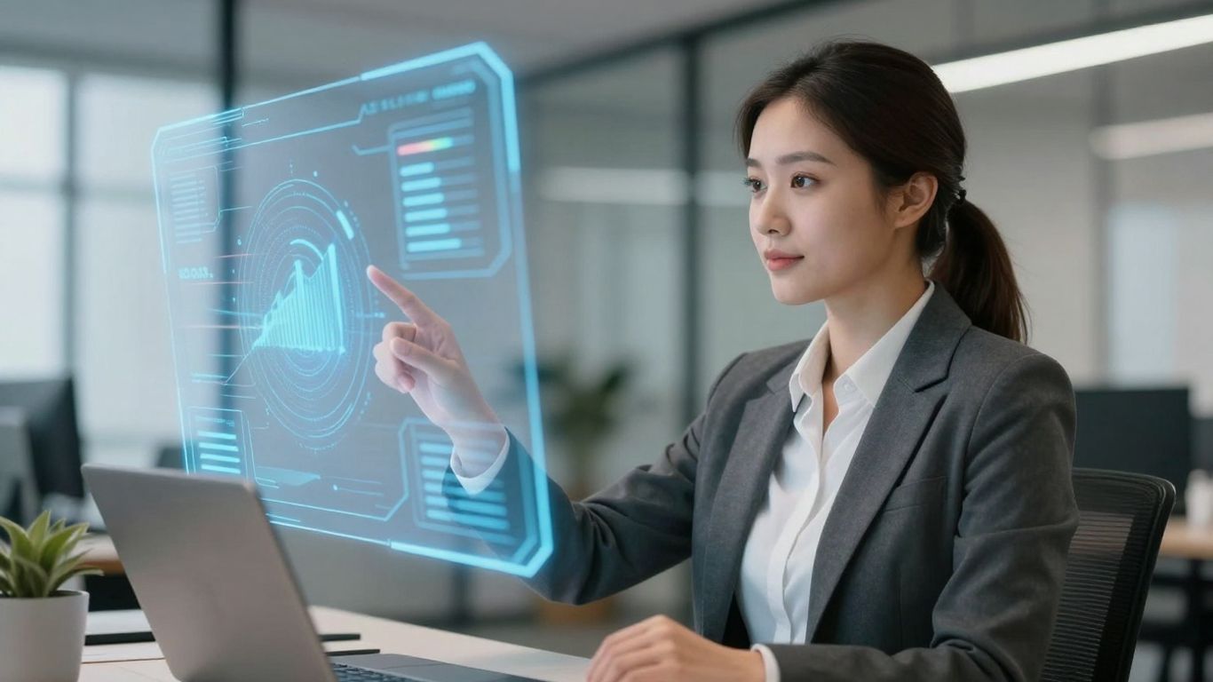 Real estate agent using AI technology for success.