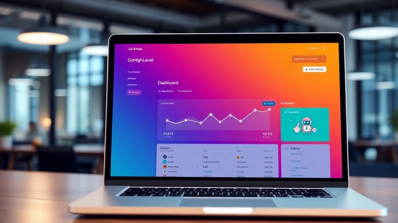 GoHighLevel AI Appointment Setter dashboard on laptop screen.