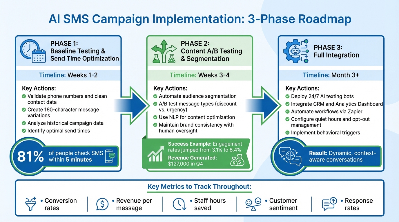 3-Phase AI SMS Campaign Implementation Roadmap
