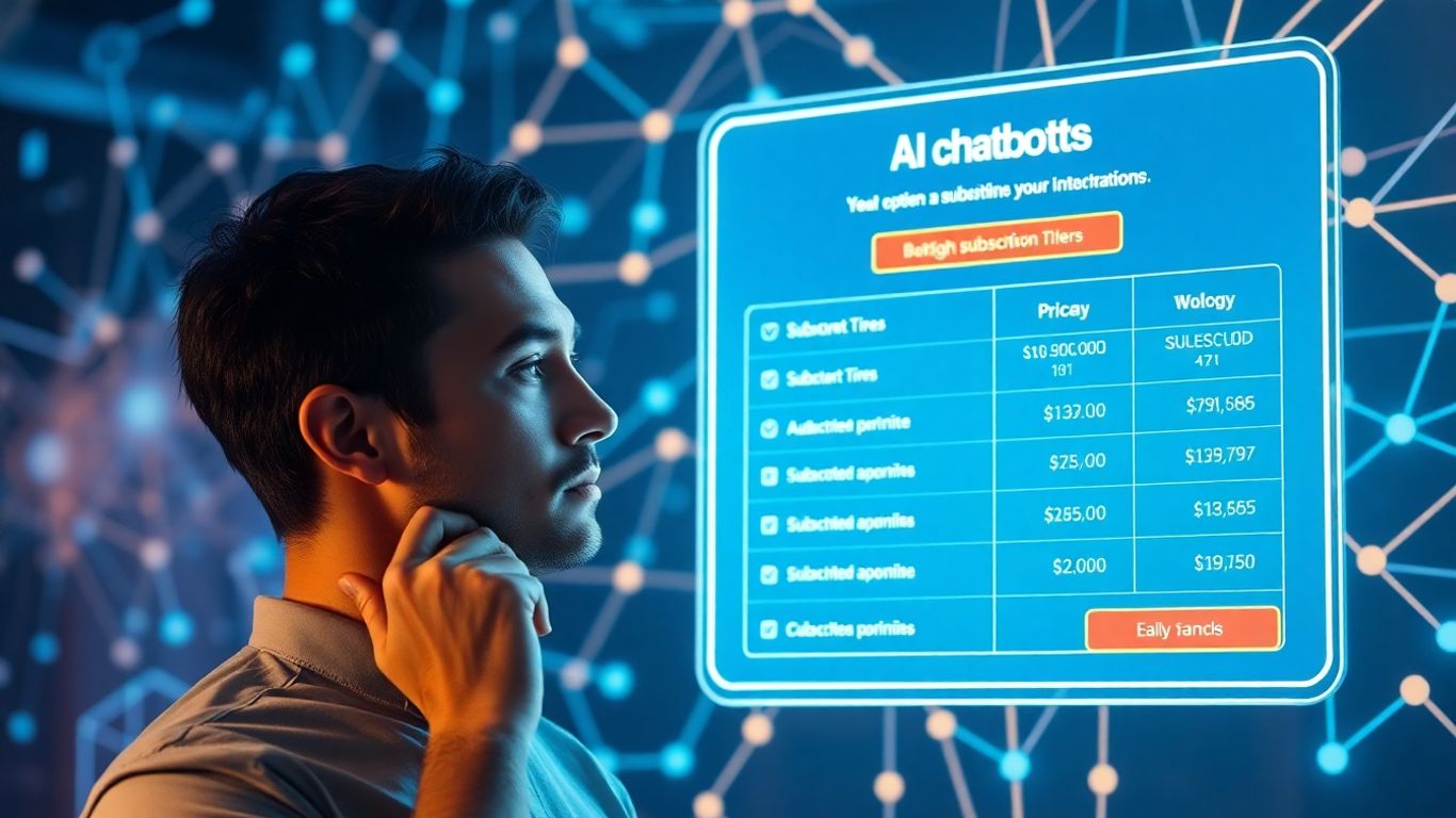 AI chatbot subscription costs and pricing structures visualized.